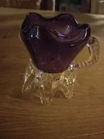 Vintage paarse glazen vaas op voet Murano, Antiek en Kunst, Antiek | Glas en Kristal, Ophalen of Verzenden