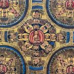 Grote handgeschilderde boeddhistische mandala thangka, Ophalen of Verzenden, Gebruikt