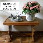BIJZETTAFEL VINTAGE MET UILTJES IN DE ZIJKANTEN, EIKEN, Huis en Inrichting, Tafels | Bijzettafels, Gebruikt, 55 tot 75 cm, VINTAGE