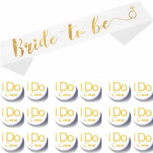 Bride to Be en I Do crew set 19-delig voor 15,95!, Kleding | Dames, Trouwkleding en Trouwaccessoires, Nieuw, Accessoires, Wit