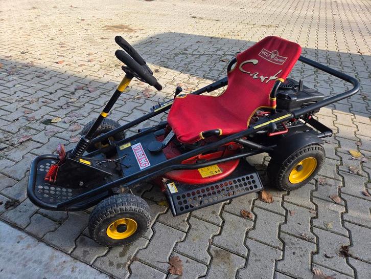 Wolf Garten Kart zitmaaier grasmaaier skelter, Tuin en Terras, Grasmaaiers, Gebruikt, Benzine-grasmaaier, 50 cm of meer, Cirkelmaaier