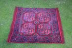 vintage vierkant smyrna vloerkleed / tafelkleed met franjes, Gebruikt, 50 tot 100 cm, Perzische stijl, Rechthoekig
