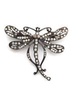 Broche libelle gezwart zilver met strass 925 (7532-4237), Ophalen, Minder dan 4 cm, Zo goed als nieuw, Zilver