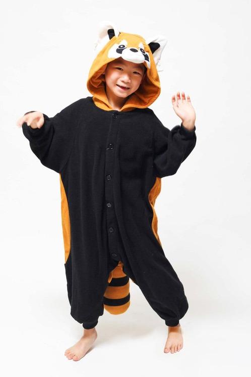 Bruine Wasbeer Onesie 140-146 Pak Oranje defecte rits, Kinderen en Baby's, Carnavalskleding en Verkleedspullen, Zo goed als nieuw