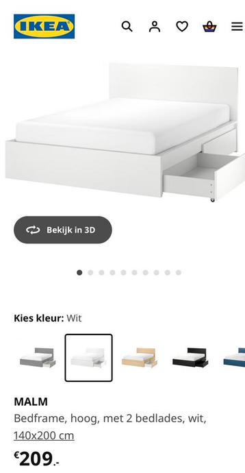 Bedframe Ikea met 4x Bedlades - afbeelding 3
