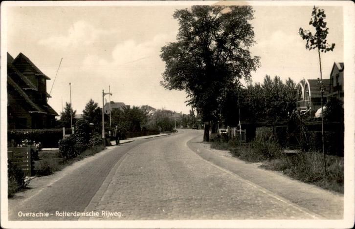Overschie Rotterdamsche Rijweg st 1937, Verzamelen, Ansichtkaarten | Nederland, Gelopen, Zuid-Holland, 1920 tot 1940, Ophalen of Verzenden