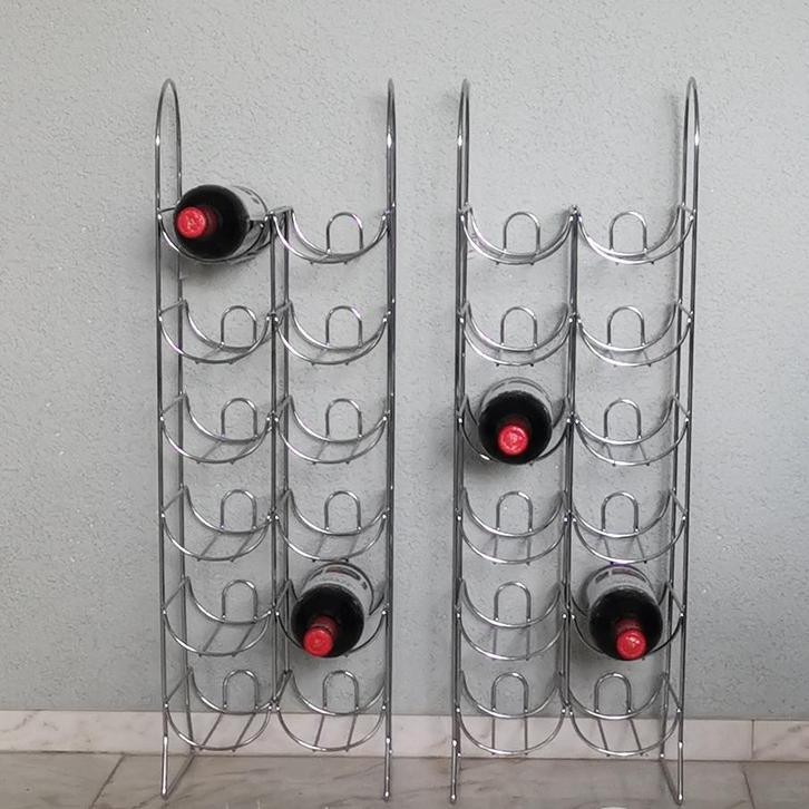 Wijnrek in chroom 12 of 24 flessen, Huis en Inrichting, Woonaccessoires | Overige