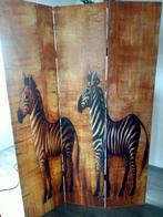 Kamerscherm 3-luik Giraffen/Zebra's, Huis en Inrichting, Woonaccessoires | Kamerschermen, Ophalen