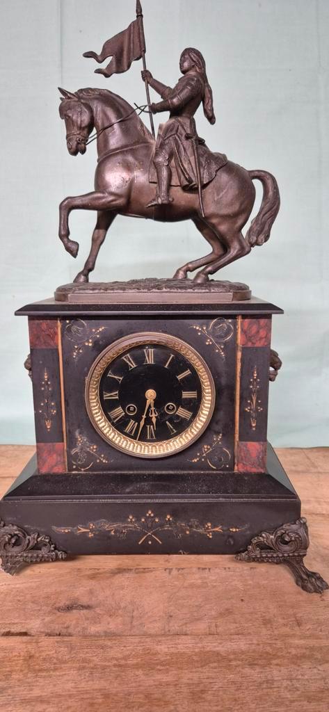 Antieke Franse Pendule met Ruiter, Antiek en Kunst, Antiek | Klokken, Ophalen of Verzenden
