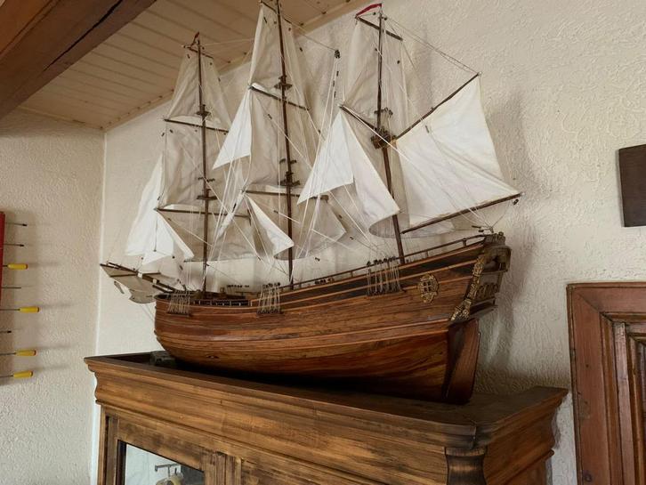 Prachtige houten modelschip, Hobby en Vrije tijd, Modelbouw | Boten en Schepen, Gebruikt, Overige merken, Ophalen