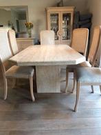 rechthoekige travertin eettafel - 180x92, Huis en Inrichting, Tafels | Eettafels, Gebruikt, Vijf personen of meer, 150 tot 200 cm