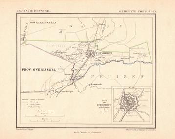 Plattegrond COEVORDEN. 1867. J.Kuyper. Landkaart. beschikbaar voor biedingen