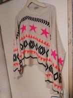 Wit Wollen mohair trui Rammani roze oranje driehoeken XXL, Wit, Maat 46/48 (XL) of groter, Nieuw, Ophalen of Verzenden