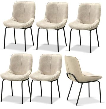 Set stoelen 4 of 6 stoelen velours beige luxe stoelen