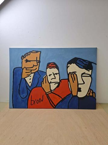 Replica Herman Brood schilderij “Horen Zien Zwijgen” 100x70 beschikbaar voor biedingen