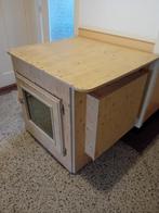 Mooie houten bench/hondenhuis met raamdeurtje, Ophalen, Gebruikt