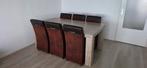 Eettafel met 6 stoelen, Huis en Inrichting, Tafels | Eettafels, Ophalen, 50 tot 100 cm, Zo goed als nieuw, Vijf personen of meer