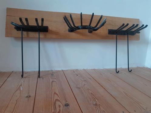 Industriële kapstok, zwart-eiken- metaal- hout- robuust, Huis en Inrichting, Woonaccessoires | Kapstokken, Zo goed als nieuw, Wandkapstok
