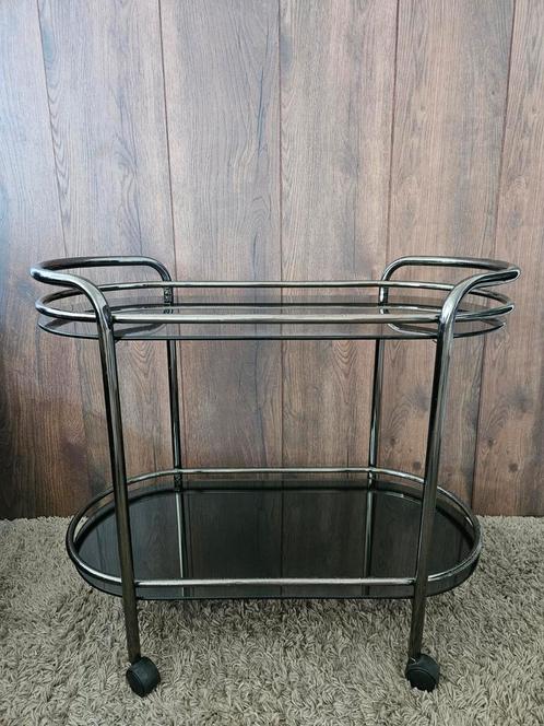 Serveerwagen / bijzettafel op wielen, Huis en Inrichting, Tafels | Bijzettafels, Gebruikt, Ovaal, 60 cm of meer, Minder dan 55 cm