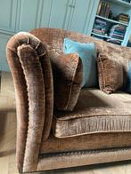 Luxe Bruine Fluwelen Bank met Poef - Smellink Interiors, Huis en Inrichting, Ophalen, 300 cm of meer, 75 tot 100 cm, Zo goed als nieuw