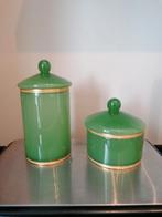 Antiek Opaline Murano Glas Potten - Appelgroen, Ophalen of Verzenden