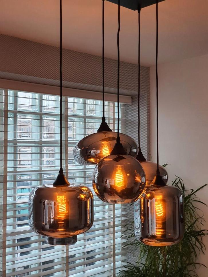 5 losse, verschillende glazen lampenkappen, Huis en Inrichting, Lampen | Lampenkappen, Zo goed als nieuw, Minder dan 25 cm, Rond