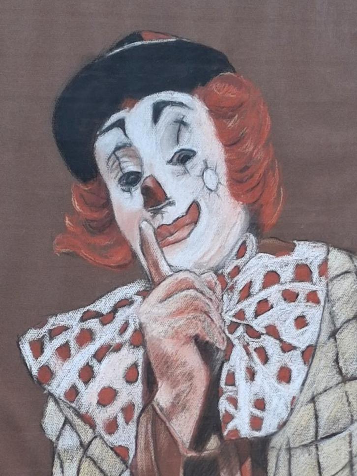 Pipo de Clown/Cor Witsche. Ad van Dijk. Pastel. 50/65 cm., Verzamelen, Film en Tv, Zo goed als nieuw, Tv, Overige typen, Ophalen