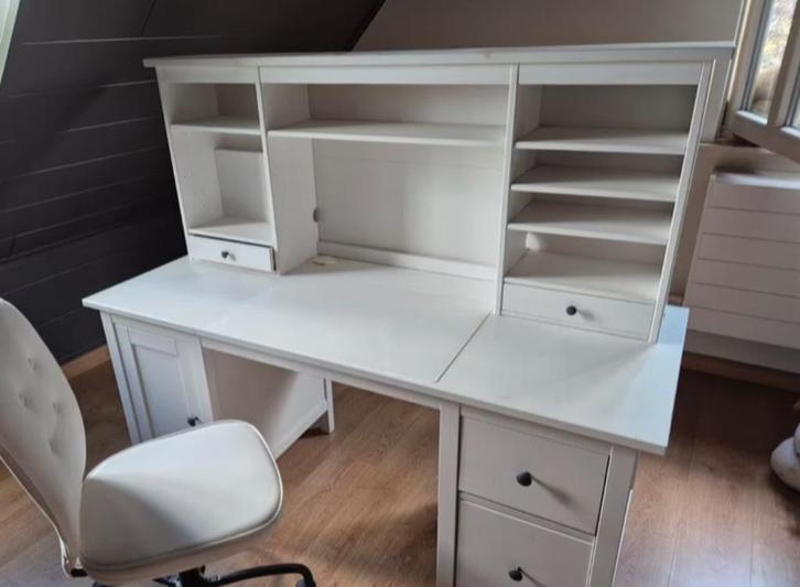 Wit Bureau met veel lades /groot opzetstuk, IKEA hemnes, Huis en Inrichting, Bureaus, Zo goed als nieuw, Bureau, Ophalen of Verzenden