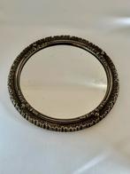 Brocante spiegeltje met zilver/verzilverd beslag, Ophalen of Verzenden, Rond, Minder dan 50 cm