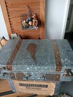 Zinken koffer brocante, Huis en Inrichting, Woonaccessoires | Kisten, Ophalen, Zo goed als nieuw, Minder dan 50 cm, Minder dan 50 cm