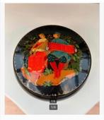 Prachtige metalen beschilderde schaal met deksel, Antiek en Kunst, Curiosa en Brocante, Ophalen of Verzenden