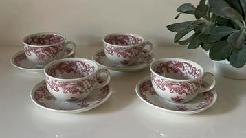 4 Villeroy & Boch Valeria rood theekop en schotels beschikbaar voor biedingen