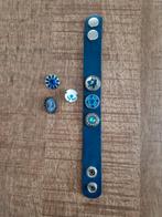 Blauwe drukknopen armband met losse druk stenen, Ophalen of Verzenden, Nieuw, Blauw