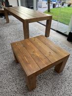 Steigerhouten Eettafel 2m50 incl. bijpassende salontafel, Ophalen, Strak, Gebruikt, 200 cm of meer