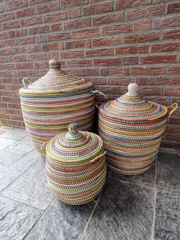 Afrikaanse opbergmand multicolor handgemaakt fairtrade seneg