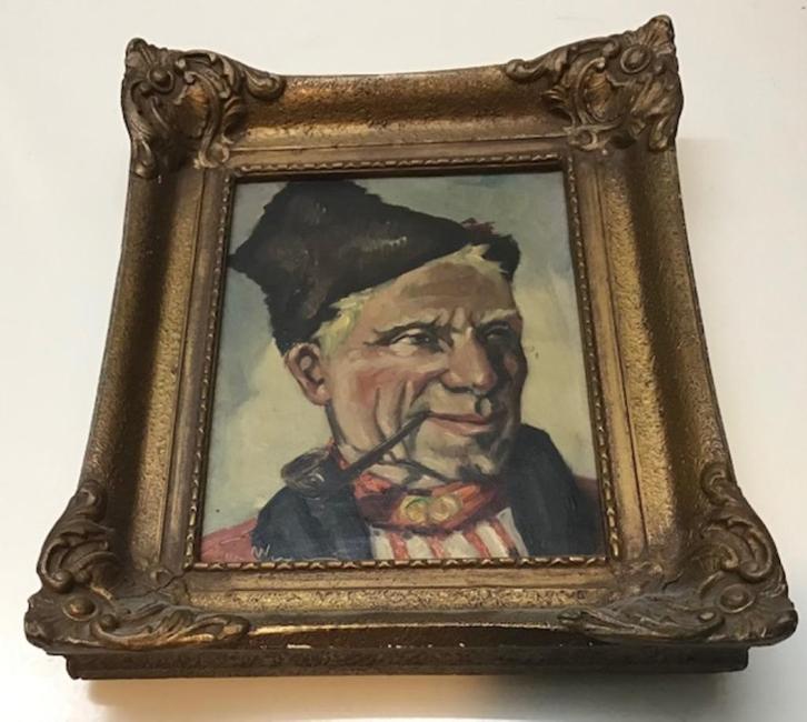 Mooi schilderij met man en pijp, in klederdracht, Antiek en Kunst, Kunst | Schilderijen | Klassiek, Ophalen of Verzenden