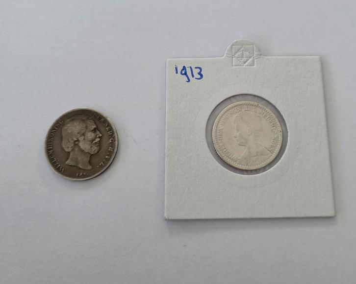 Zeldzame zilveren halve guldens: Willem III & Wilhelmina, Postzegels en Munten, Munten | Nederland, Koning Willem III, Zilver