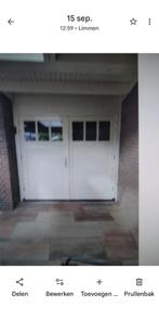 Hardhout kozijn met dubbele garage deuren, Garagedeur, Ophalen of Verzenden, Zo goed als nieuw, 120 cm of meer