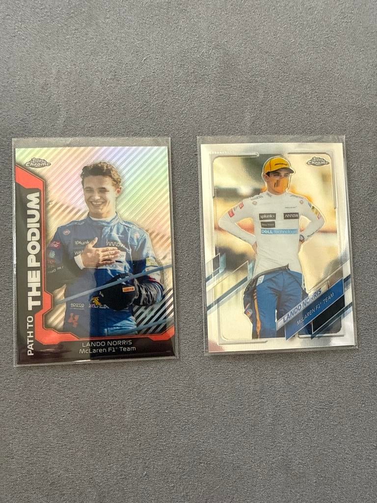 Lando Norris Topps Chrome F1 kaarten (2 stuks) – McLaren, Ophalen of Verzenden, Nieuw, Formule 1