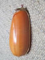 Vintage hanger met 18K gouden rand Oliva irisans cryptospira, Ophalen, Zo goed als nieuw, Oranje, Goud