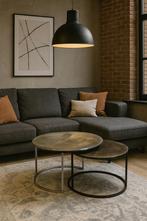 Salontafel 2-Delig Nikkel €149,- Direct/Leverbaar E-7154, Huis en Inrichting, Tafels | Salontafels, Ophalen, 50 tot 100 cm, Rond