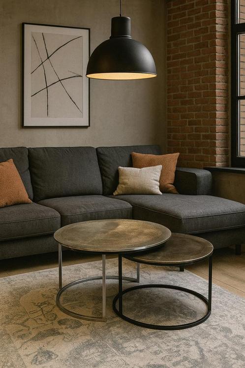 Salontafel 2-Delig Nikkel €149,- Direct/Leverbaar E-7154, Huis en Inrichting, Tafels | Salontafels, Nieuw, Minder dan 50 cm, 50 tot 100 cm
