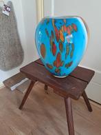 Loranto artistic glass - grote XL sier vaas -blauw/geel, Ophalen of Verzenden
