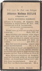 Johannes M. Beijk 1884 Dorplein + 1933 Budel-Schoot, 49 jr, Verzenden, Bidprentje