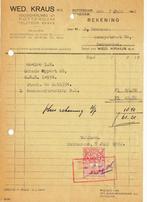 Declaratie van: Wed. Kraus, Rot met 10c Fiscaalzegel 1942, Ophalen of Verzenden, Overige typen