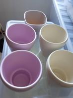 Wit roze lichtroze glazen bloempotten diameter, Overige materialen, Rond, Zo goed als nieuw, Minder dan 25 cm