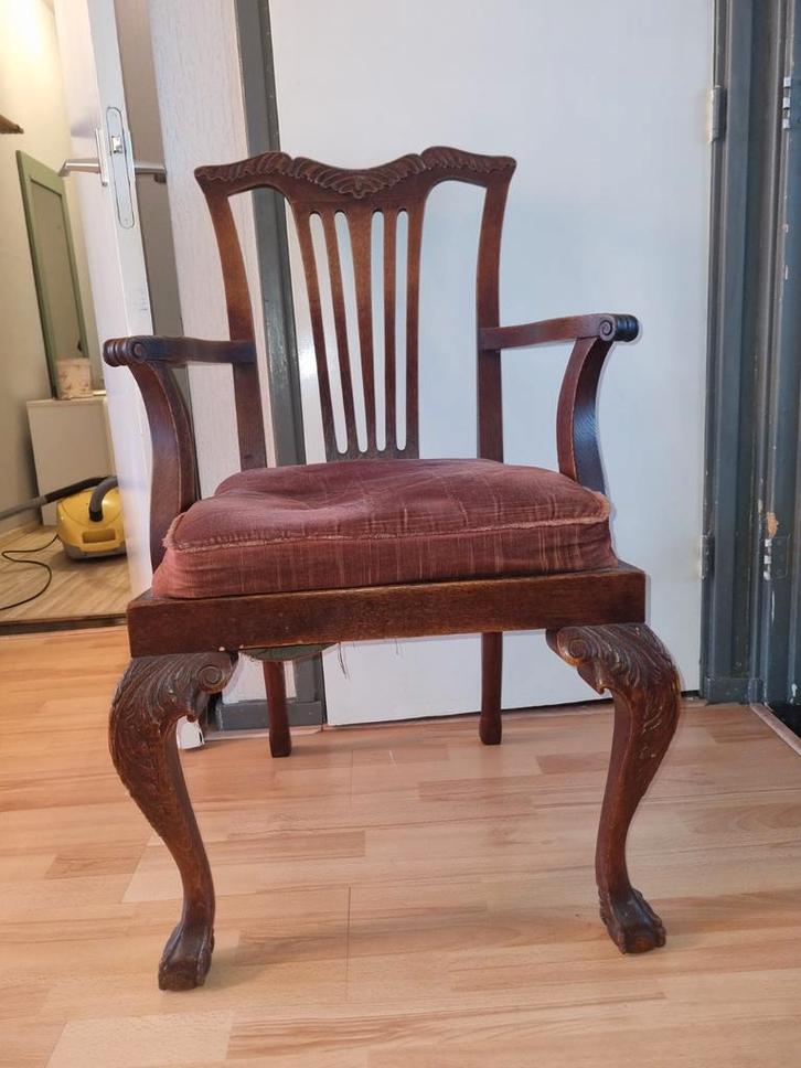 Antieke Chippendale Stijl Stoel, Antiek en Kunst, Antiek | Meubels | Stoelen en Banken, Ophalen of Verzenden
