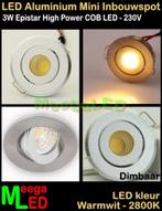 LED MINI Inbouwspot Plafondspot COB 3W warmwit - M10 Dimbaar, LEDinbouwspot, Led, Metaal of Aluminium, Nieuw