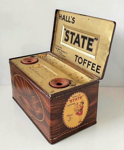 Oud Winkelblik Toonbankblik Toffee Reclame Inktstel Inktpot, Antiek en Kunst, Curiosa en Brocante, Verzenden
