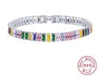 925 sterling zilveren armband met zirkonen, Nieuw, Ophalen of Verzenden, Met edelsteen, Zilver